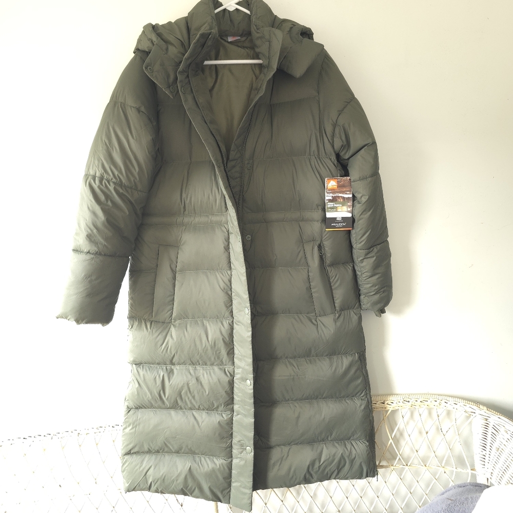 Ozark Trail Olive Green Down Long Parks, size M 8-10, NWT